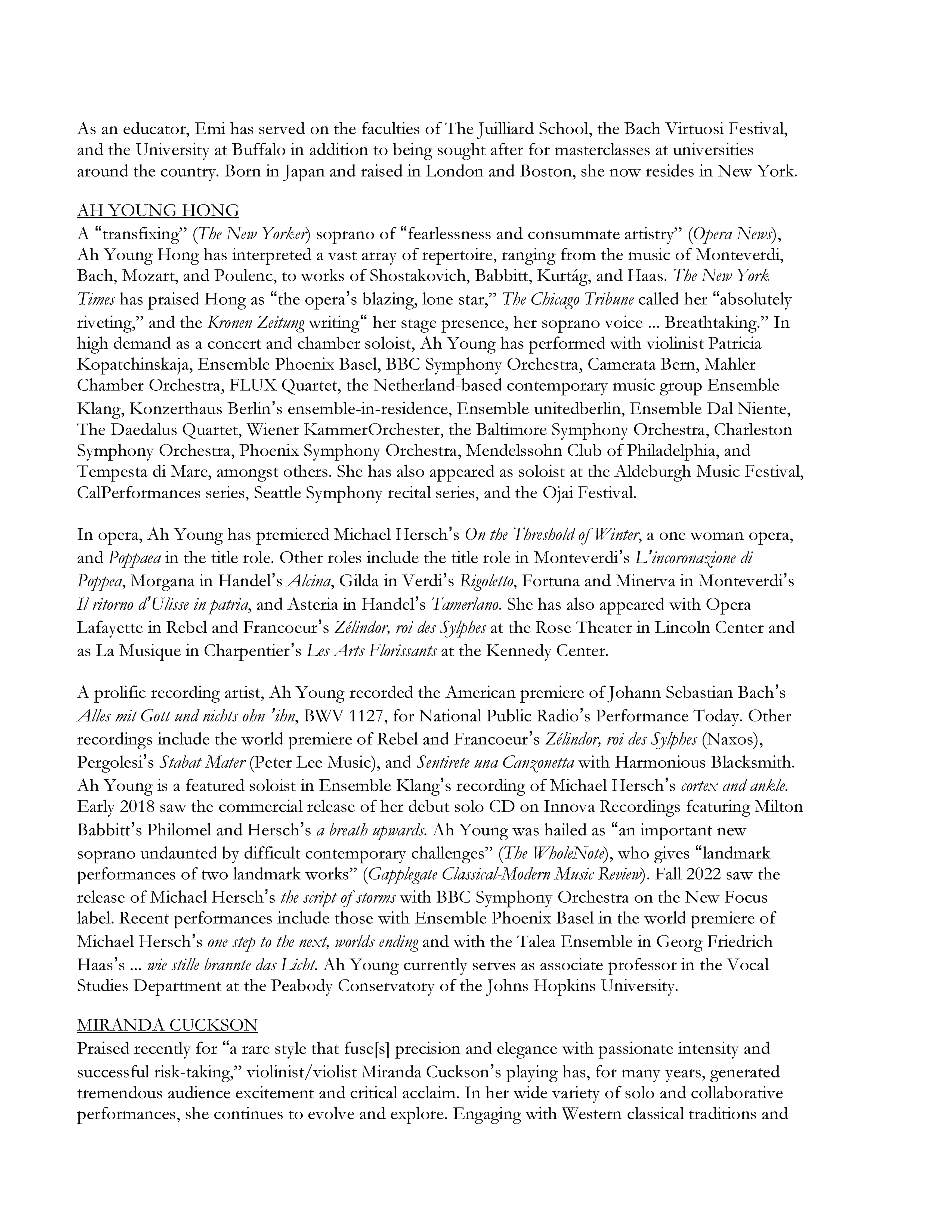 Unwrung Concert Program Booklet